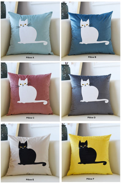 Lovely Cat Pillow Covers for Kid's Room, Modern Sofa Decorative Pillows, Cat Decorative Throw Pillows for Couch, Modern Decorative Throw Pillows-Art Painting Canvas