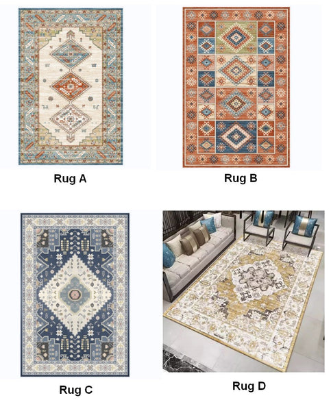 Vintage Area Rugs for Dining Room, Morocco Area Rugs for Living Room, Traditional Persain Rugs for Bedroom, Traditional Colorful Persian Rugs-Art Painting Canvas