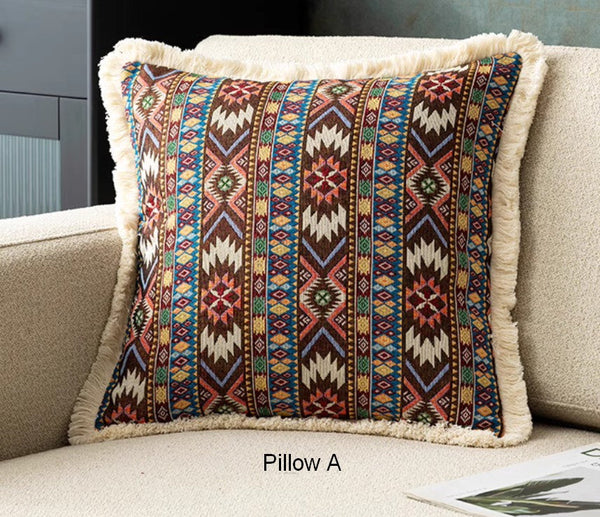 Bohemian Decorative Sofa Pillows for Living Room, Oriental Throw Pillow for Couch, Modern Geometric Decorative Throw Pillows for Bedroom-Art Painting Canvas