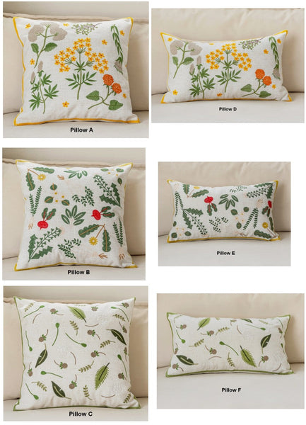 Decorative Pillows for Couch, Spring Flower Decorative Throw Pillows, Farmhouse Sofa Decorative Pillows, Embroider Flower Cotton Pillow Covers-Art Painting Canvas