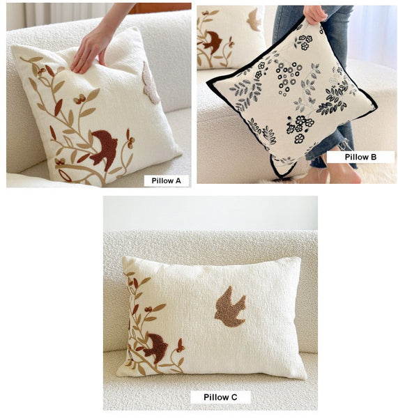 Square Decorative Pillow Covers, Decorative Pillows for Couch, Farmhouse Decorative Pillows for Sofa, Spring Swallow Decorative Pillows for Bedroom-Art Painting Canvas