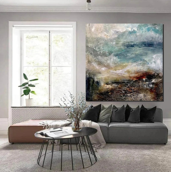 Modern Contemporary Abstract Artwork, Extra Large Wall Art Paintings, Acrylic Painting for Dining Room, Palette Knife Painting, Heavy Texutre Wall Art-Art Painting Canvas