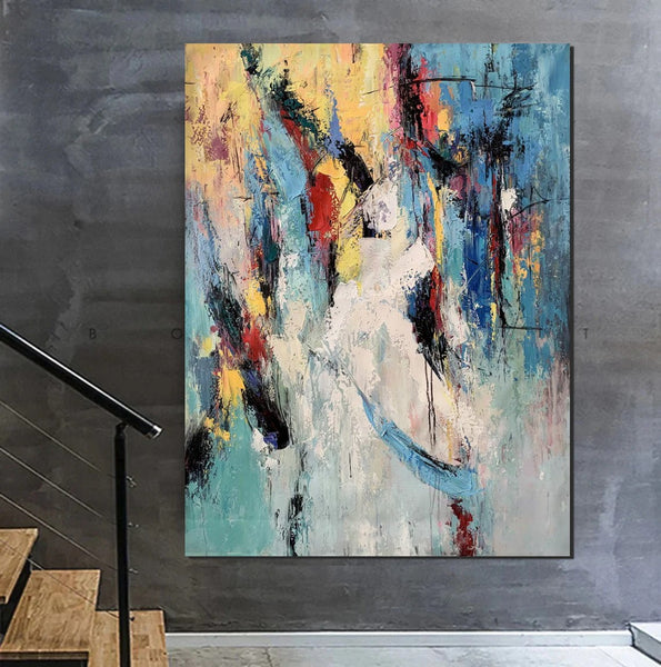 Palette Knife Paintings, Acrylic Paintings on Canvas, Large Paintings Behind Sofa, Abstract Painting for Living Room, Bedroom Modern Wall Art Paintings-Art Painting Canvas