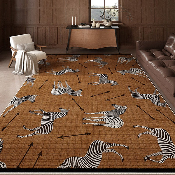 Dining Room Modern Rugs, Living Room Modern Area Rugs, Mid Century Zebra Modern Rugs in Bedroom, Large Contemporary Floor Carpets-Art Painting Canvas