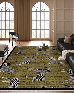 Mid Century Zebra Modern Rugs in Bedroom, Dining Room Modern Rugs, Living Room Modern Area Rugs, Large Contemporary Floor Carpets-Art Painting Canvas