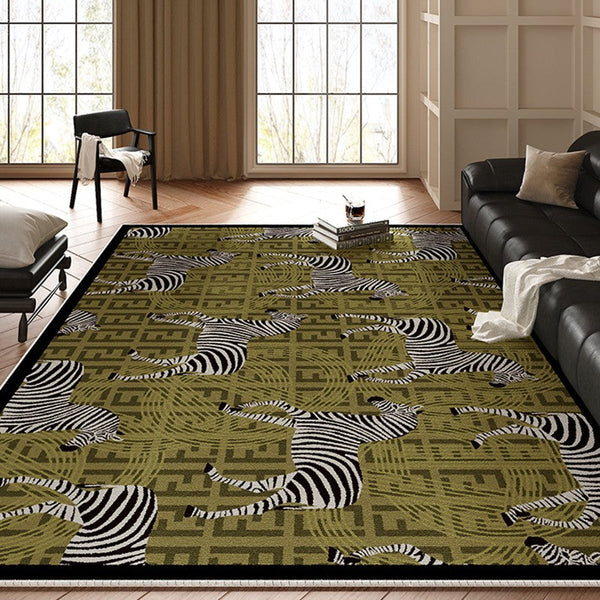 Mid Century Zebra Modern Rugs in Bedroom, Dining Room Modern Rugs, Living Room Modern Area Rugs, Large Contemporary Floor Carpets-Art Painting Canvas