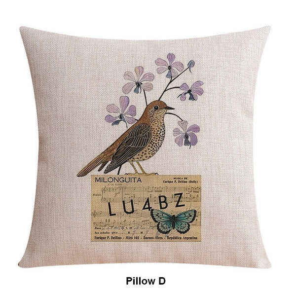 Modern Sofa Decorative Pillows for Children's Room, Singing Birds Decorative Throw Pillows, Love Birds Throw Pillows for Couch, Decorative Pillow Covers-Art Painting Canvas