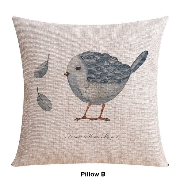 Love Birds Throw Pillows for Couch, Simple Decorative Pillow Covers, Decorative Sofa Pillows for Children's Room, Singing Birds Decorative Throw Pillows-Art Painting Canvas