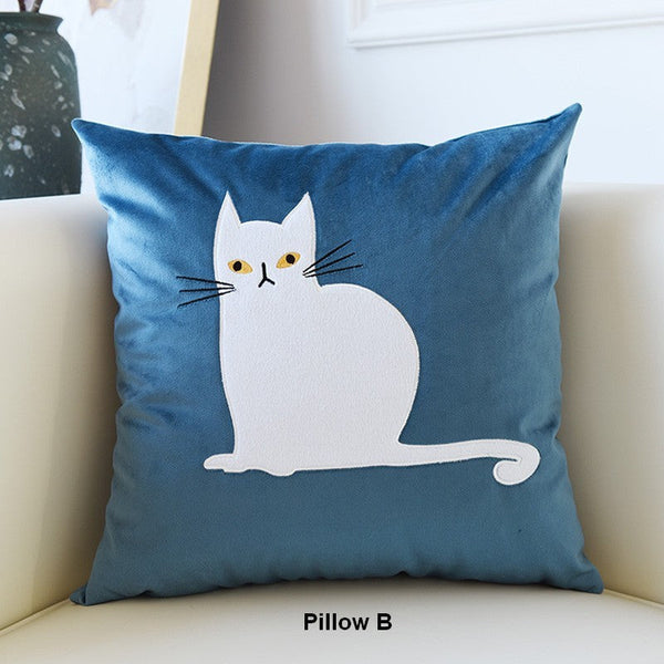 Modern Sofa Decorative Pillows, Cat Decorative Throw Pillows for Couch, Lovely Cat Pillow Covers for Kid's Room, Modern Decorative Throw Pillows-Art Painting Canvas