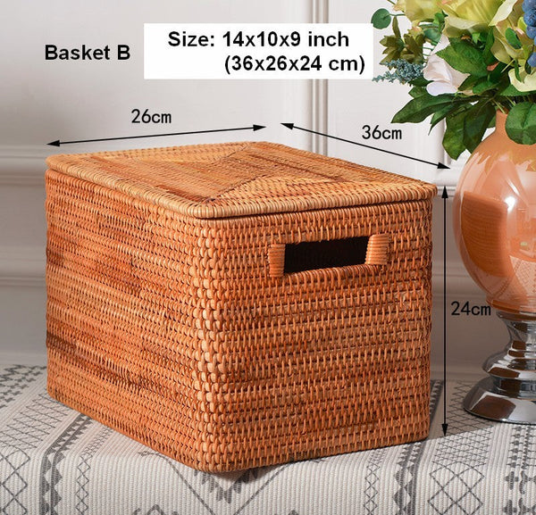 Square Storage Basket with Lid, Extra Large Storage Baskets for Clothes, Rattan Storage Basket for Shelves, Oversized Storage Baskets for Kitchen-Art Painting Canvas