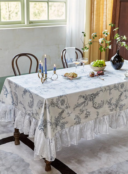 Large Modern Rectangle Tablecloth for Dining Table, Picnic Spring Flower Table Covers for Round Table, Farmhouse Table Cloth for Oval Table-Art Painting Canvas