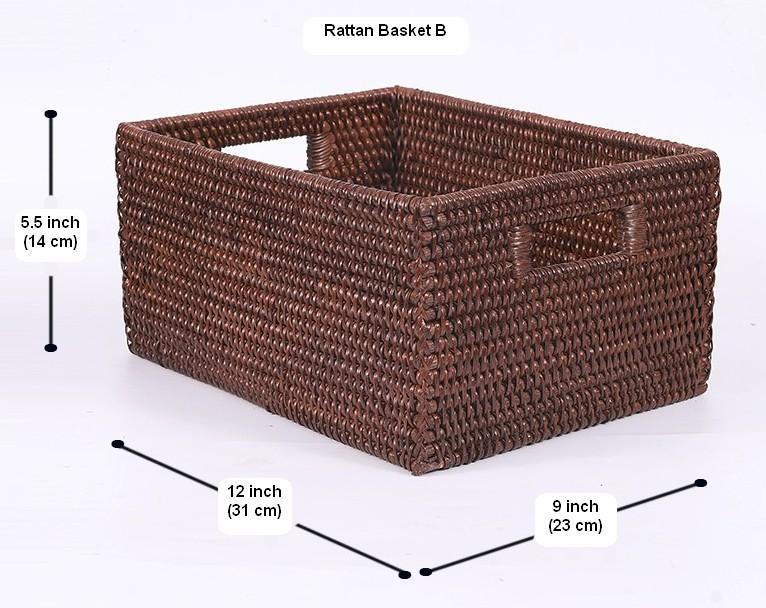 Storage Baskets for Clothes, Rectangular Storage Baskets, Large Brown Woven Storage Baskets, Storage Baskets for Shelves-Art Painting Canvas