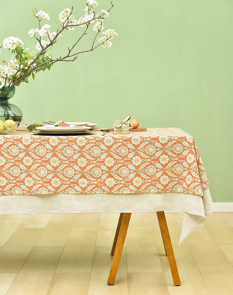 Modern Square Tablecloth, Bohemia Oriental Bilayer Tablecloths, Country Farmhouse Tablecloth for Round Table, Large Rectangle Table Covers for Dining Room Table, Rustic Table Cloths for Kitchen-Art Painting Canvas