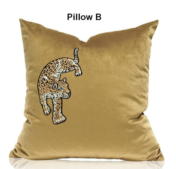 Contemporary Throw Pillows, Cheetah Decorative Cushion, Modern Sofa Pillows, Decorative Pillows for Living Room-Art Painting Canvas