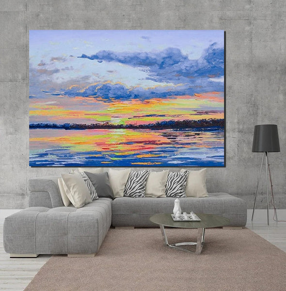 Abstract Landscape Paintings, Heavy Texture Painting, Hand Painted Wall Art, Contemporary Wall Art Paintings, Simple Modern Paintings for Living Room-Art Painting Canvas