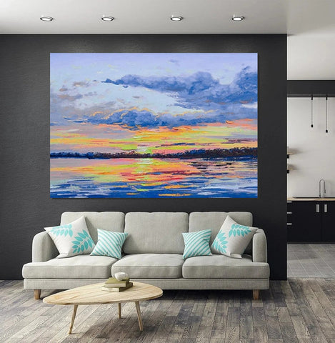 Abstract Landscape Paintings, Heavy Texture Painting, Hand Painted Wall Art, Contemporary Wall Art Paintings, Simple Modern Paintings for Living Room-Art Painting Canvas