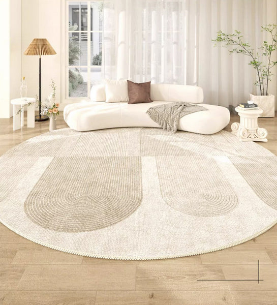 Contemporary Area Rugs, Abstract Modern Area Rugs under Coffee Table, Round Area Rugs, Modern Rugs in Bedroom, Dining Room Area Rug-Art Painting Canvas