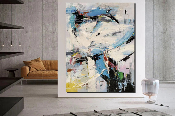 Bedroom Modern Wall Art Paintings, Palette Knife Paintings, Acrylic Paintings on Canvas, Large Paintings Behind Sofa, Abstract Painting for Living Room-Art Painting Canvas