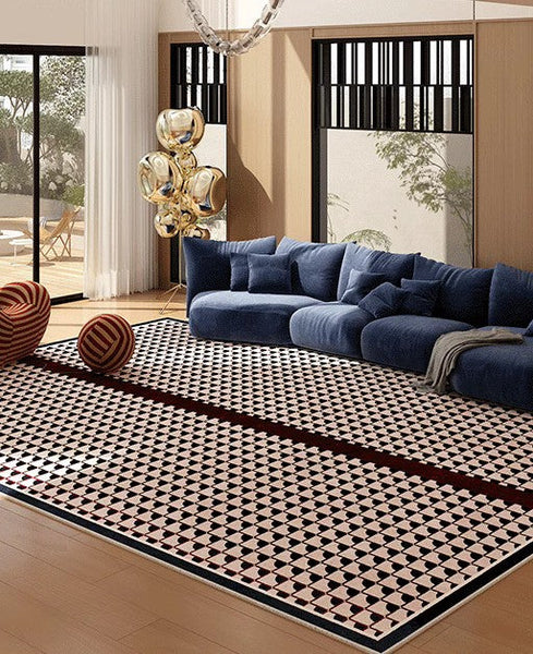 Modern Rugs for Dining Room, Contemporary Modern Rugs, Geometric Contemporary Rugs Next to Bed, Mid Century Area Rugs for Living Room-Art Painting Canvas