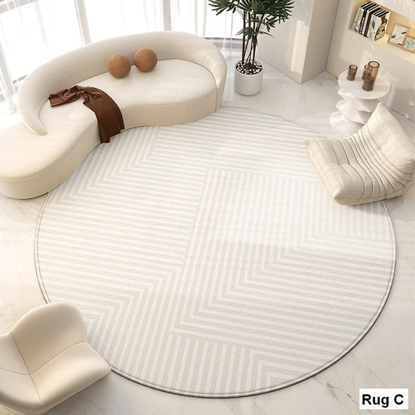 Geometric Round Rugs for Dining Room, Modern Area Rugs for Bedroom, Circular Modern Rugs under Chairs, Contemporary Modern Rug for Living Room-Art Painting Canvas