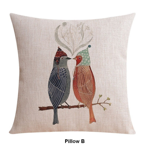 Love Birds Throw Pillows for Couch, Singing Birds Decorative Throw Pillows, Modern Sofa Decorative Pillows, Decorative Pillow Covers-Art Painting Canvas