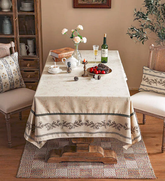 Modern Rectangle Tablecloth Ideas for Dining Table, Simple Linen Farmhouse Table Cloth, Square Linen Tablecloth for Round Dining Room Table-Art Painting Canvas