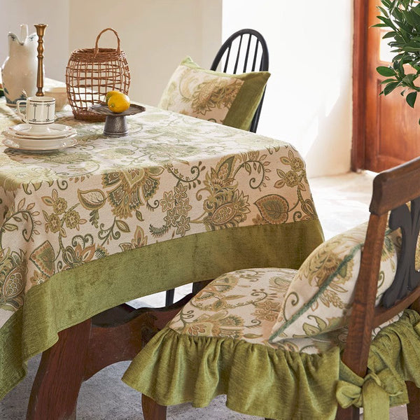 Extra Large Modern Tablecloth Ideas for Dining Room Table, Green Flower Pattern Table Cover for Kitchen, Outdoor Picnic Tablecloth, Rectangular Tablecloth for Round Table-Art Painting Canvas