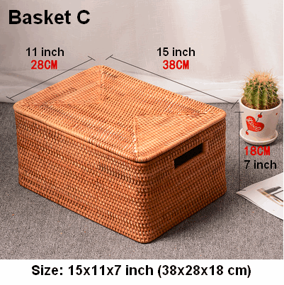 Woven Rectangular Storage Baskets, Rattan Storage Basket with Lid, Storage Baskets for Clothes, Extra Large Storage Baskets for Shelves-Art Painting Canvas