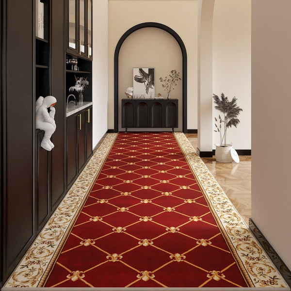 Non Slip Entrance Runner Rugs, Traditional Red Persian Long Narrow Runner Rugs, Extra Long Hallway Runners, Washable Entryway Runner Rug Ideas, Kitchen Runner Rugs-Art Painting Canvas