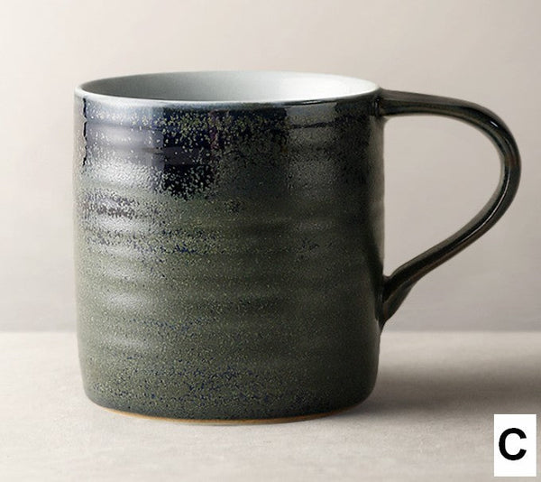 Creative Handmade Coffee Mugs, Blue Green Black Ceramic Coffee Mugs, Large Modern Handmade Pottery Coffee Cup, Large Capacity Coffee Mugs-Art Painting Canvas