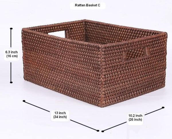 Large Brown Woven Rattan Storage Basket, Storage Baskets for Kitchen, Rectangular Storage Baskets, Storage Baskets for Clothes-Art Painting Canvas