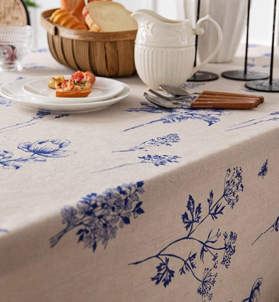 Wedding Tablecloth, Dining Room Flower Table Cloths, Large Rectangular Table Covers for Kitchen, Farmhouse Table Cloth, Square Tablecloth for Round Table-Art Painting Canvas