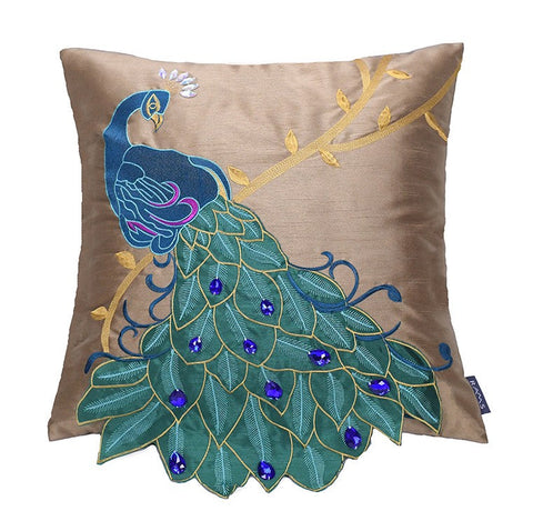 Beautiful Decorative Throw Pillows, Embroider Peacock Cotton and linen Pillow Cover, Decorative Sofa Pillows, Decorative Pillows for Couch-Art Painting Canvas