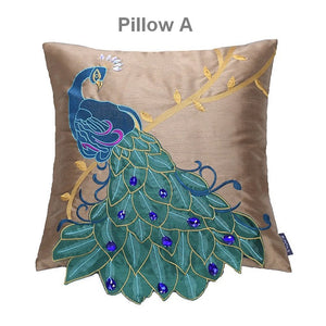 Beautiful Decorative Throw Pillows, Embroider Peacock Cotton and linen Pillow Cover, Decorative Sofa Pillows, Decorative Pillows for Couch-Art Painting Canvas