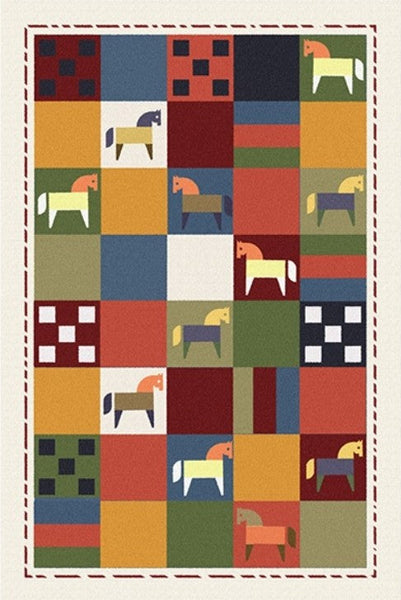 Lovely Horse Area Rugs for Children Room, Geometric Modern Rugs, Modern Rugs for Living Room, Cartoon Modern Rugs for Bedroom-Art Painting Canvas