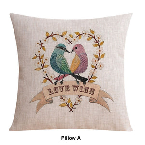 Love Birds Throw Pillows for Couch, Singing Birds Decorative Throw Pillows, Modern Sofa Decorative Pillows, Decorative Pillow Covers-Art Painting Canvas