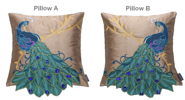 Beautiful Decorative Throw Pillows, Embroider Peacock Cotton and linen Pillow Cover, Decorative Sofa Pillows, Decorative Pillows for Couch-Art Painting Canvas