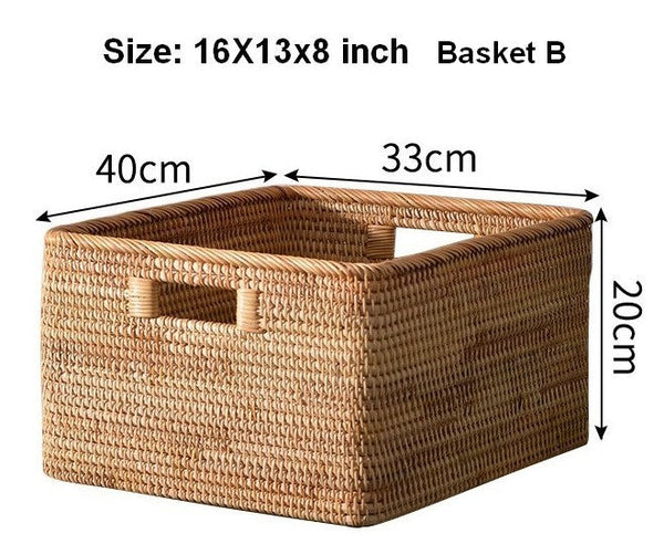 Woven Rattan Storage Baskets for Bedroom, Storage Basket for Shelves, Large Rectangular Storage Baskets for Clothes, Storage Baskets for Kitchen-Art Painting Canvas