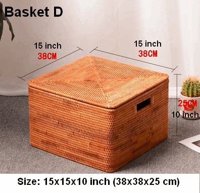 Woven Rectangular Storage Baskets, Rattan Storage Basket with Lid, Storage Baskets for Clothes, Extra Large Storage Baskets for Shelves-Art Painting Canvas