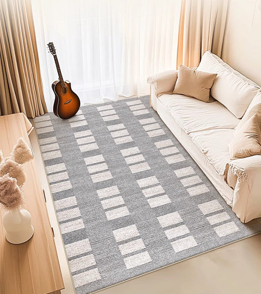 Dining Room Floor Rug, Large Gray Floor Rugs for Living Room, Modern Floor Rugs for Bedroom, Extra Large Geometric Modern Rugs for Office-Art Painting Canvas