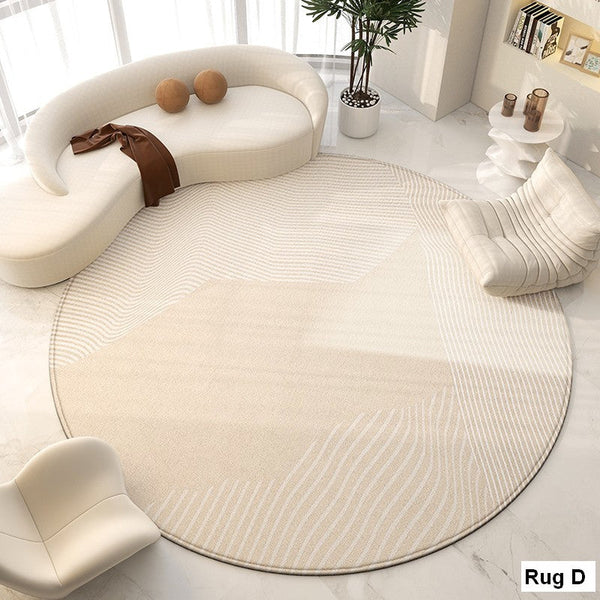 Unique Modern Rugs for Living Room, Geometric Round Rugs for Dining Room, Contemporary Modern Area Rugs for Bedroom, Circular Modern Rugs under Chairs-Art Painting Canvas