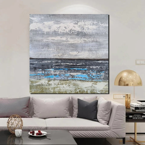 Contemporary Wall Art Paintings, Acrylic Paintings for Living Room, Large Simple Modern Art, Blue Abstract Acrylic Painting-Art Painting Canvas