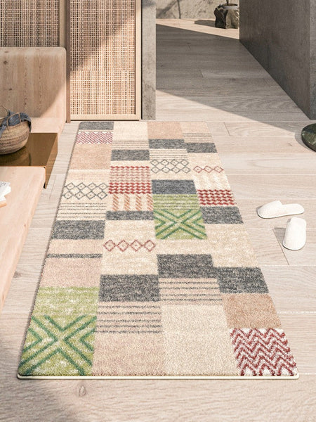 Modern Runner Rugs for Entryway, Contemporary Modern Rugs Next to Bed, Hallway Runner Rug Ideas, Geometic Modern Rugs for Dining Room-Art Painting Canvas