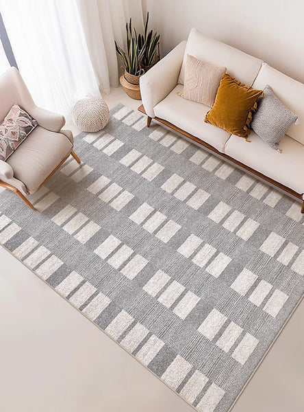 Dining Room Floor Rug, Large Gray Floor Rugs for Living Room, Modern Floor Rugs for Bedroom, Extra Large Geometric Modern Rugs for Office-Art Painting Canvas