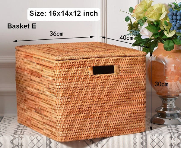 Extra Large Storage Baskets for Clothes, Oversized Rectangular Storage Basket with Lid, Wicker Rattan Storage Basket for Shelves, Storage Baskets for Bedroom-Art Painting Canvas