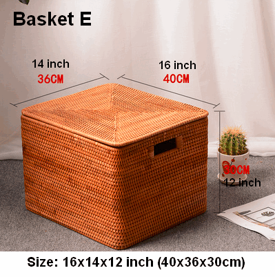 Rectangular Storage Basket with Lid, Rattan Storage Baskets for Shelves, Kitchen Storage Baskets, Storage Baskets for Clothes, Laundry Woven Baskets-Art Painting Canvas