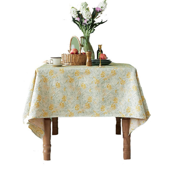 Natural Spring Farmhouse Table Cloth, Large Modern Rectangle Tablecloth for Dining Room Table, Square Tablecloth for Round Table, Flower Pattern Tablecloth-Art Painting Canvas