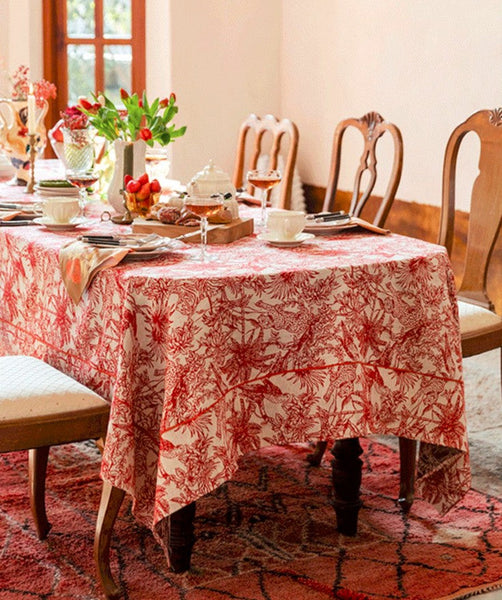 Modern Rectangle Tablecloth for Dining Room Table, Jungle Animals Leopard Parrot Pattern Tablecloth for Home Decoration, Large Square Tablecloth, Christmas Tablecloth-Art Painting Canvas