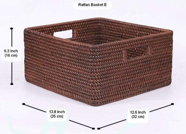 Rectangular Storage Baskets, Storage Baskets for Kitchen, Large Brown Woven Storage Baskets, Storage Baskets for Shelves-Art Painting Canvas