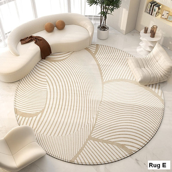 Bedroom Modern Round Rugs, Circular Modern Rugs under Chairs, Dining Room Contemporary Round Rugs, Geometric Modern Rug Ideas for Living Room-Art Painting Canvas